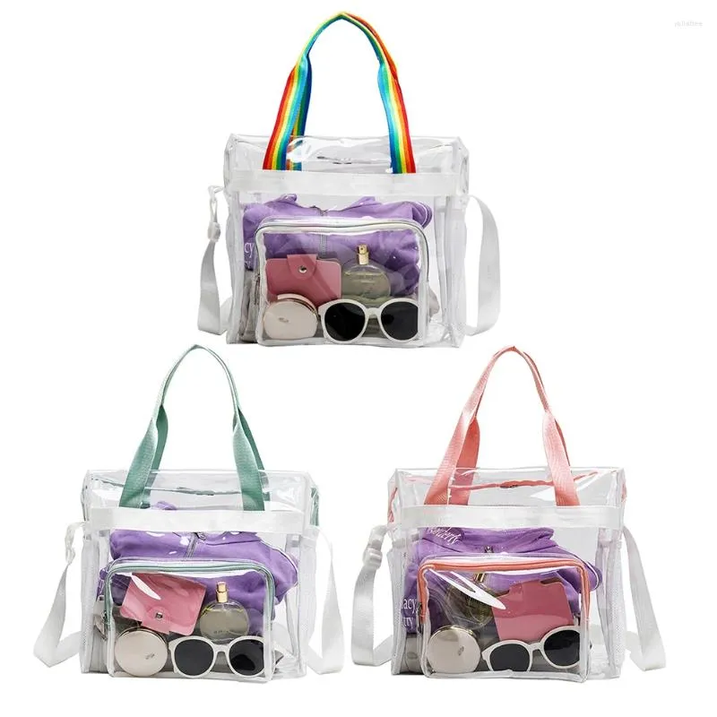 Sac à bandoulière Transparent à cordon de serrage pour femmes, fourre-tout Transparent étanche, grande capacité, décontracté, Fitness d'été