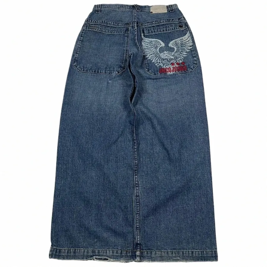 Streetwear JNCO Wide Leg Jeans Männer Y2K Hip Hop Harajuku Adler gestickte Retro Denim Hosen Casual Baggy Hohe Taille Hose Neue u0R8 #