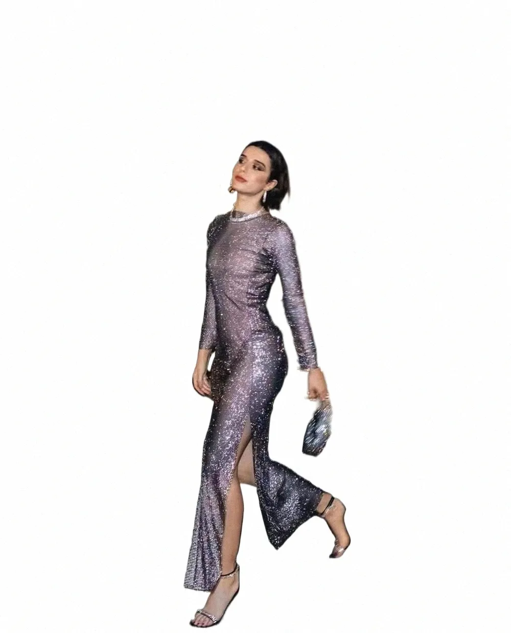 See Through Rhinestone Club Dress Women Crystal Glitter Evening Party  Floor-Length Polyester Dress Hooded Collar Short Sleeve A-Line Silhouette  from Dhgate Basic & Casual Dresses - price 29.3