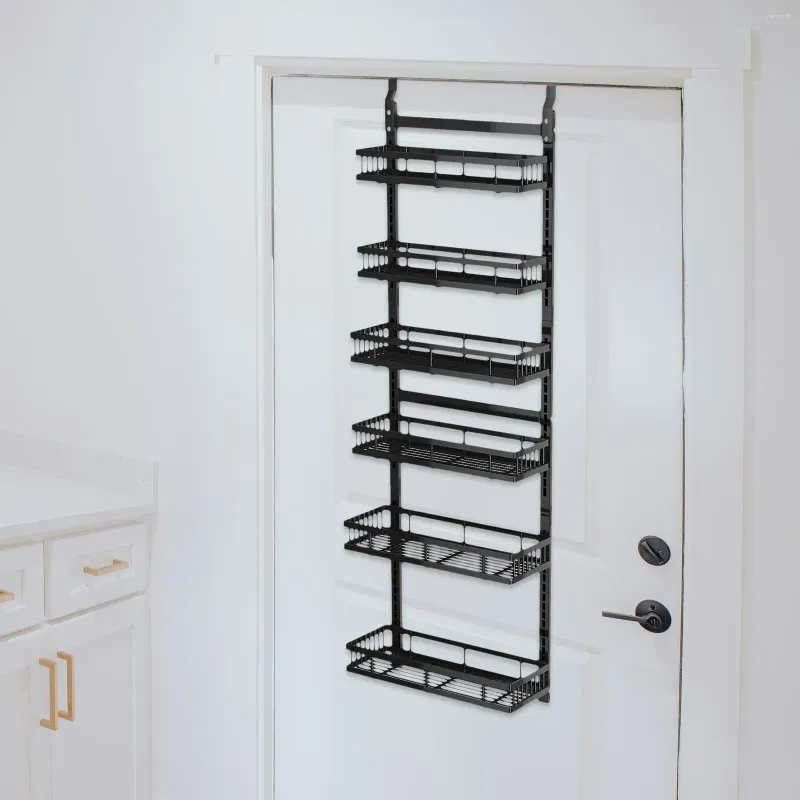 Kitchen Storage 6 Tier Over The Door Pantry Organizer Simple Installation Black Metal For Home Bedroom Bathroom