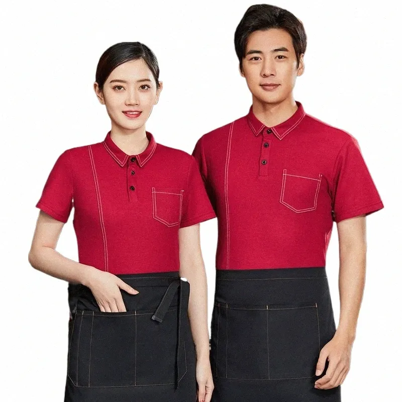 Restaurant Ding Room Waiter Workwear T-shirt Lg Sleeve Hôtel Restauration Hot Pot Lait Thé Fast Food Restaurant Cuisine Short Slee v3GZ #