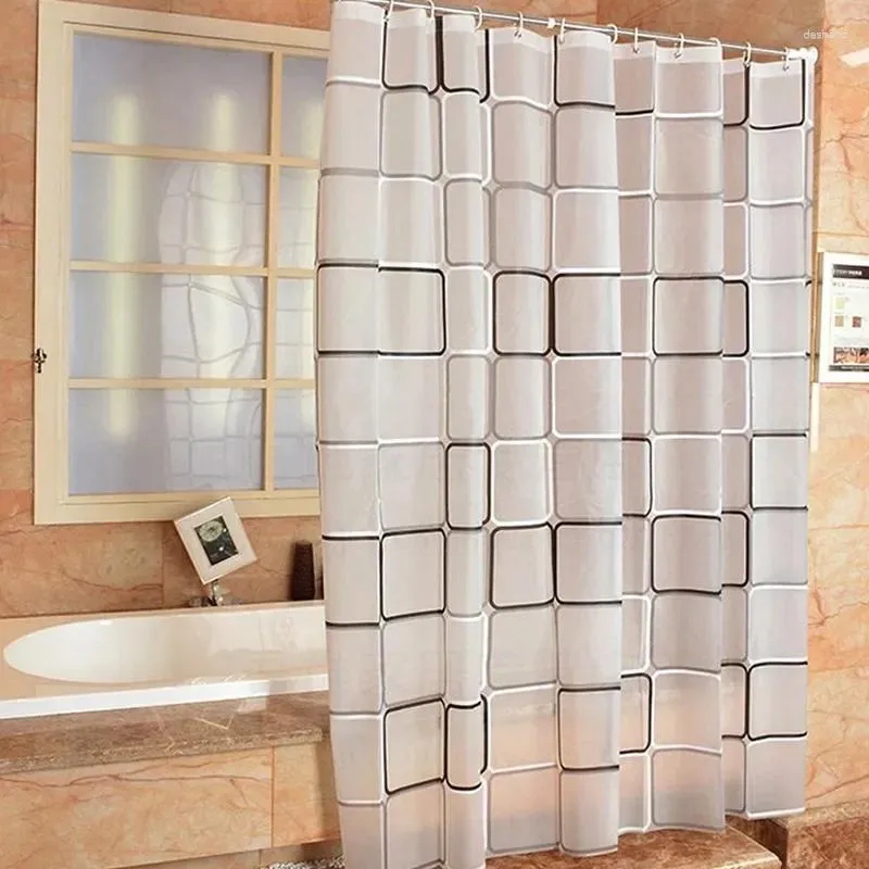 Tende da doccia Decorazione della casa Bagno Tenda da bagno impermeabile in PVC trasparente Decorazione moderna scozzese geometrica