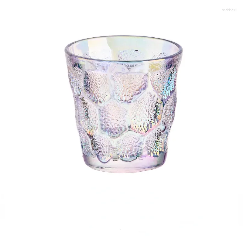 Verres à vin 238ml Diamant À Motifs Relief Verre Tasse Eau Femme Et Homme Été Ménage Lait Thé Nid D'abeille Bière Sans Poignée