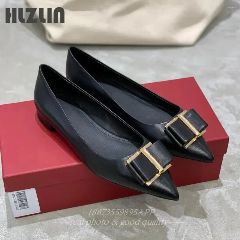 Casual Shoes Women Spring Autumn Genuine Leather Loafers Bow-knot Flats Shallow Designer Pointed Toe Slip-on Zapatillas Mujer