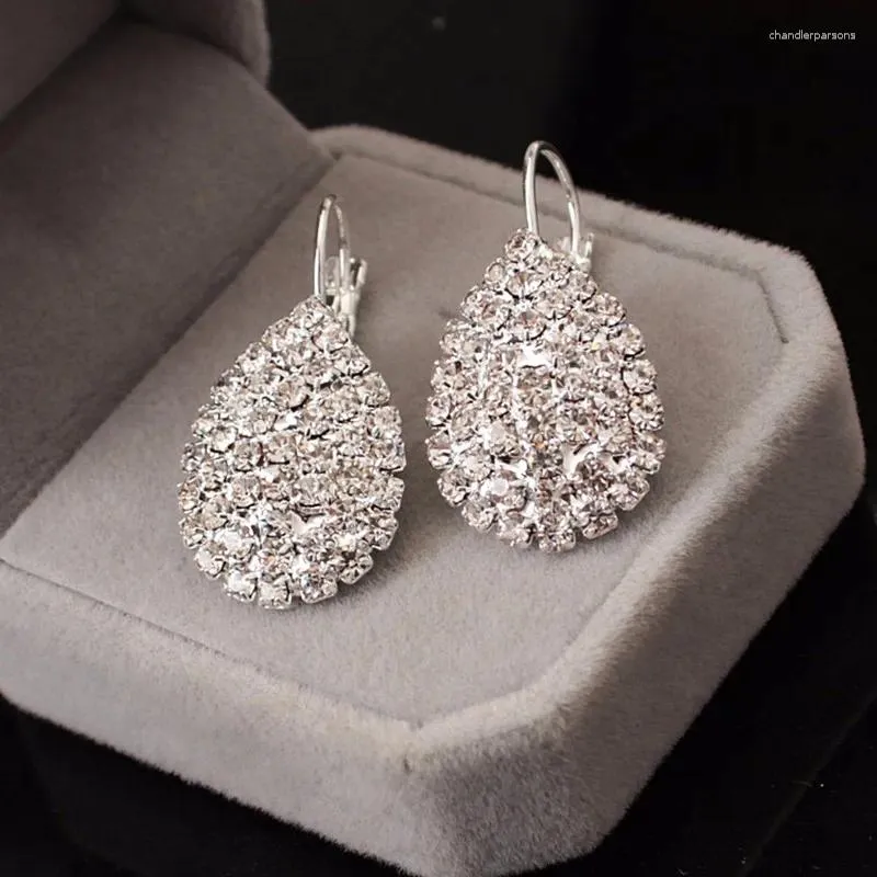 Boucles d'oreilles longues à la mode, bijoux de mariage pour mariées, robe en strass, pates chauves, pierre naturelle, boucles d'oreilles pour femmes