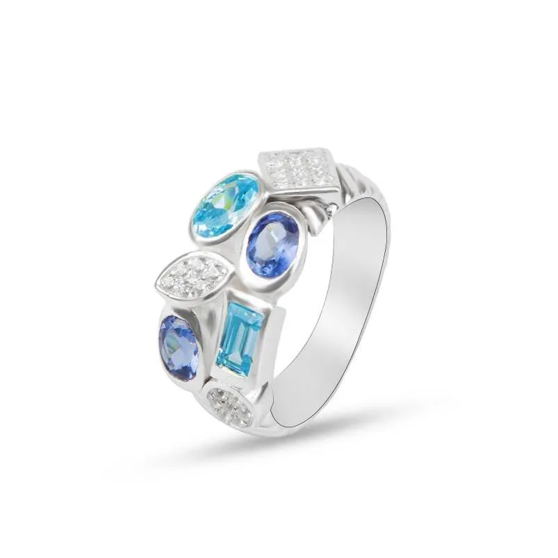 Pierścień Ring Blue Topaz 925 SIER SIER Fine Party Jewelry Akcesoria Pierścienie do dostawy DHP0H DHP0H