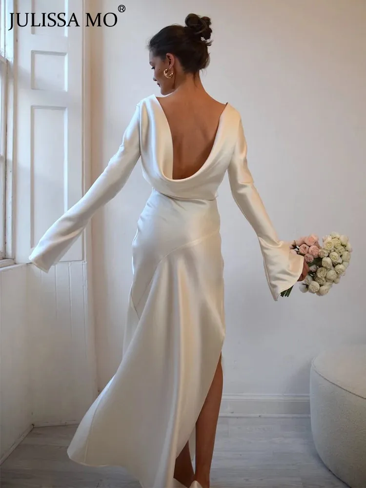 chinese dress ladies Shona Joy Dresses | Shona Joy M- La Lune Lon Sleeve Backless Mini Dress | Color: White | Size: 6 main image 1