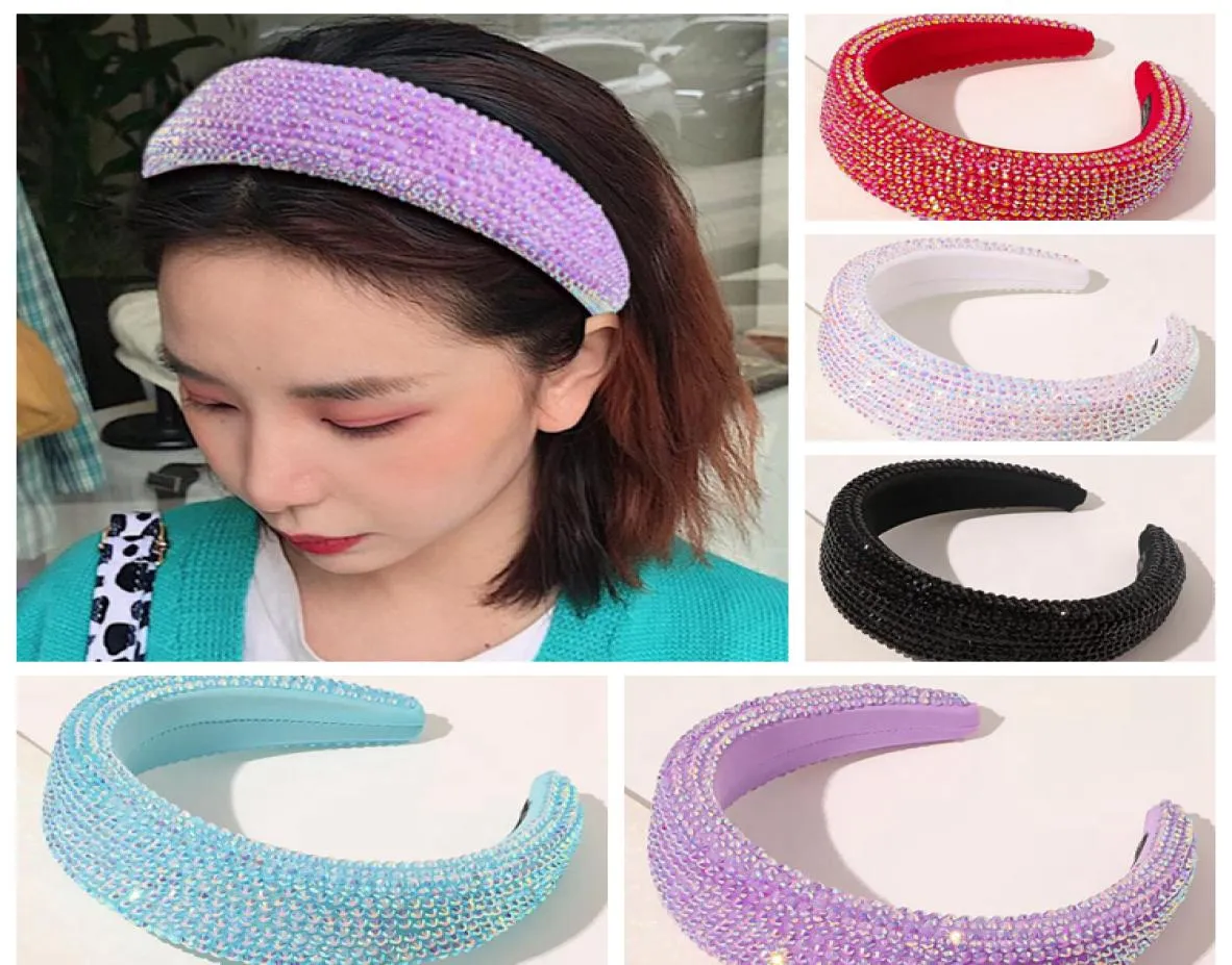 Cheio de cristal headbands brilhante acolchoado strass headband bling luxo feminino cabeça hoop luxuoso hairband meninas acessórios para o cabelo 3149533
