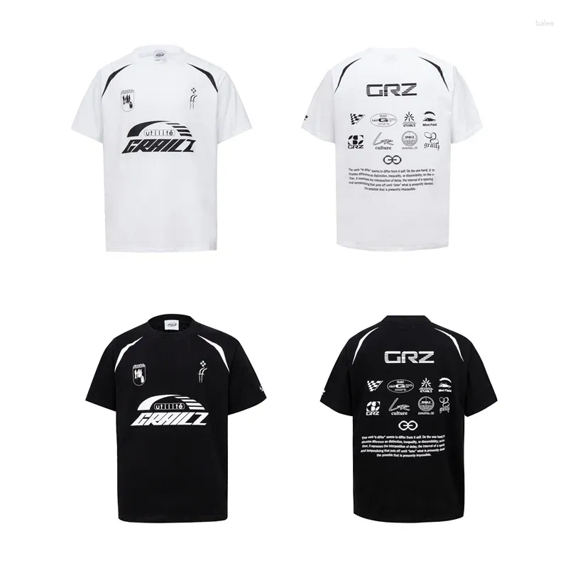 T-shirts pour hommes Grailz Vintage Jersey Racing Logo Imprimer T-shirt Blanc Noir Hommes Femmes Tendance À Manches Courtes