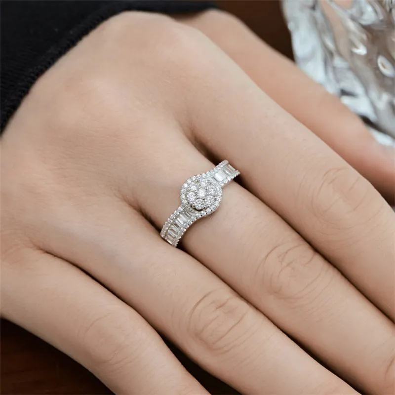 Luxo casamento casamento anéis de diamante para mulheres 925 prata esterlina rosa designer anel mulher casamento 5a zircônia jóias casual roupa diária caixa de presente de viagem tamanho 56-9