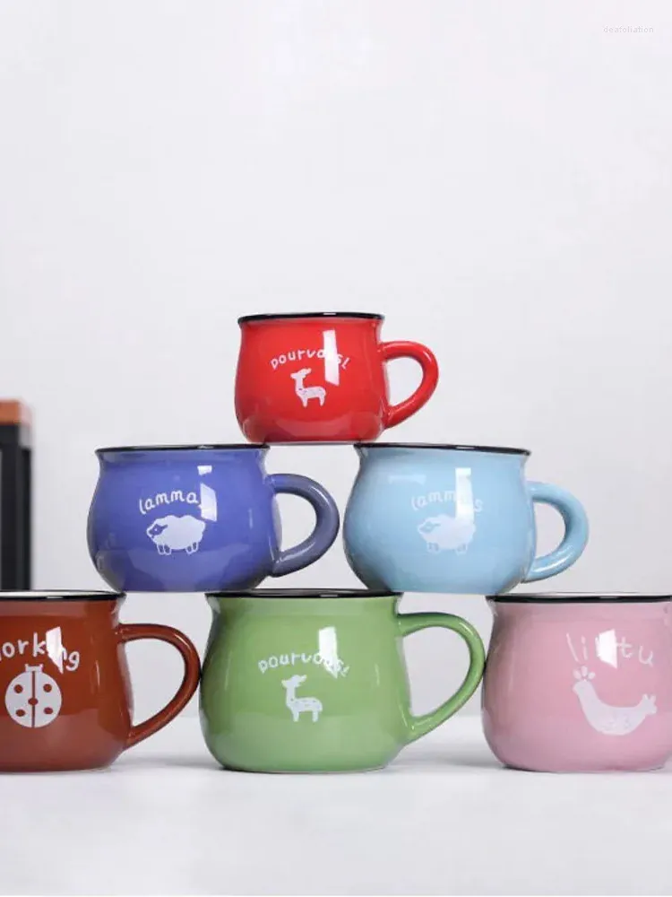 Tasses Glaçure colorée Grand Ventre Tasse de petit déjeuner Tasse en céramique Couple Café Eau simple