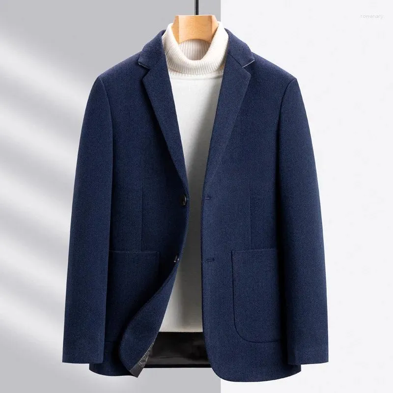 Mäns kostymer 2024 Woolen Suit Jacket Topp lyxig höst Vinter Men Casual Business Wool Single Breasted Blazer Overcoats
