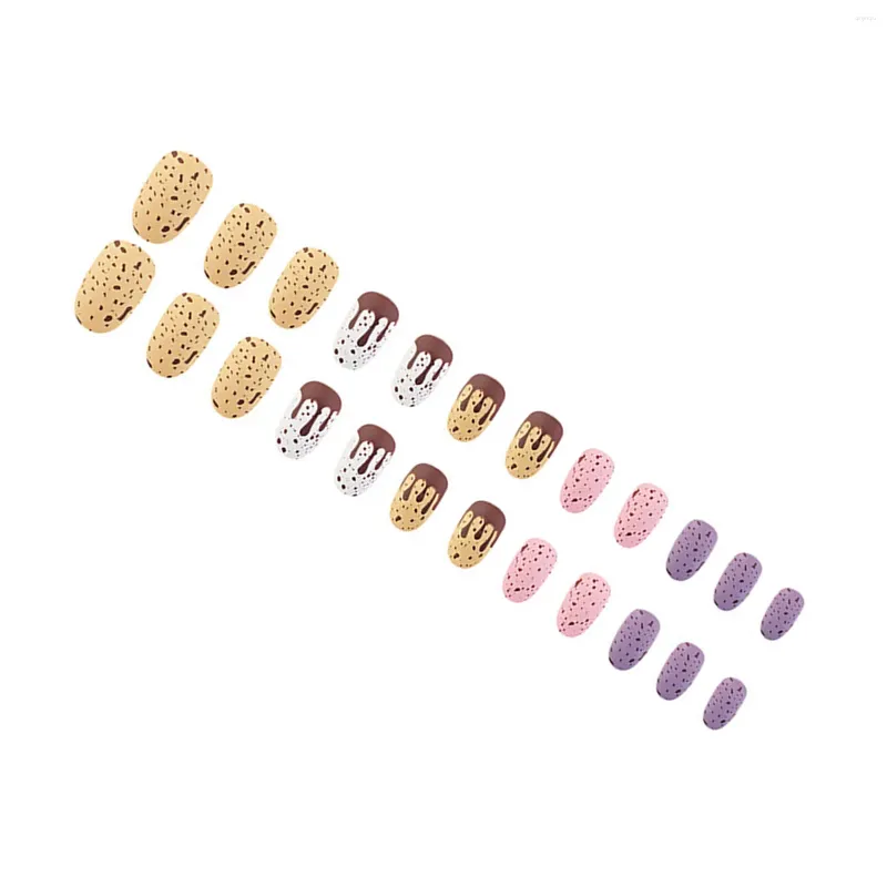 False Nails Short Oval Press On Egg Pattern Round Artificial Nail For Hand Decoration Art