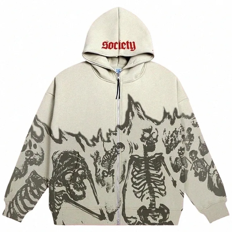 big promoti Europe, America, autumn and winter styles for men and women New Y2K hoodie couple lg-sleeved skull coat traf sti n6ly#