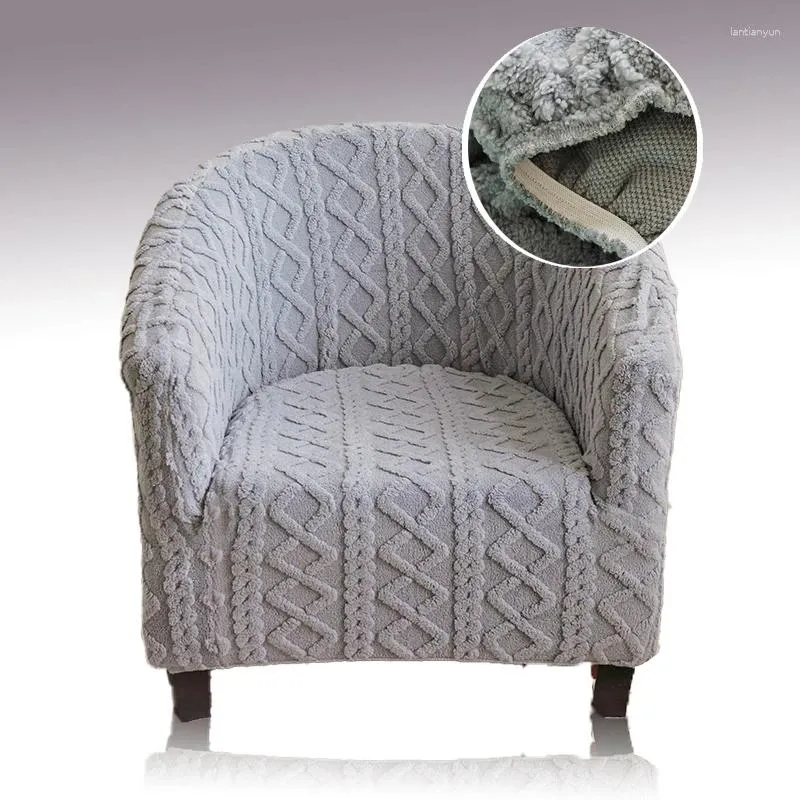 Chair Covers Grey Warm Thicken Club Sofa Cover Jacquard Candy Colors 1 Seater Couch For Sofas Living Room Bar Furniture