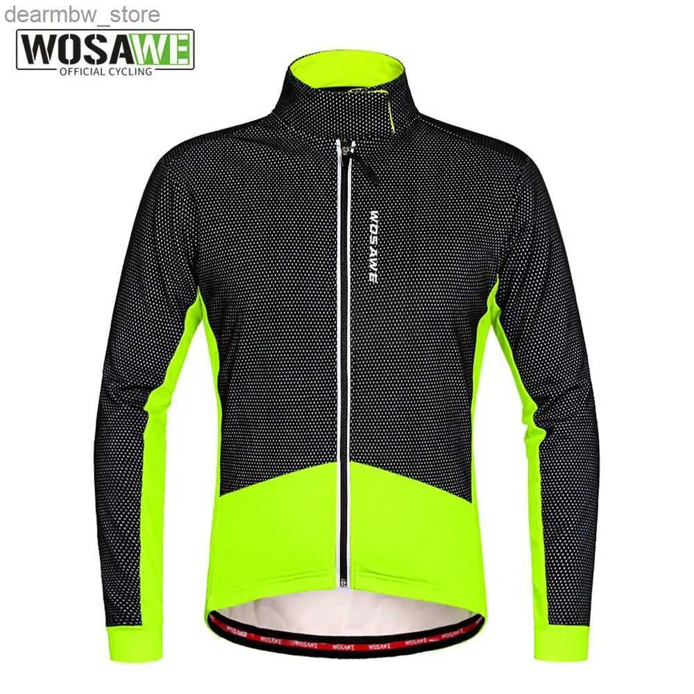 サイクリングジャケットWOSAWE WINTER CYCLING JACKETS THERMAL FLEECE JACKET WINDPROOF長袖ジャージー衣類反射服を着るコート24329