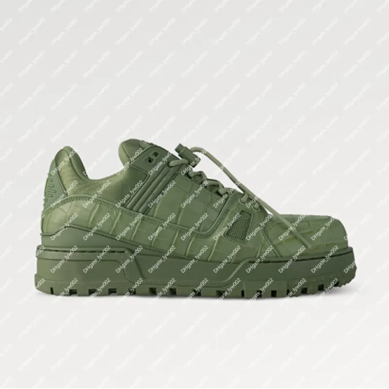 Khaki Alligator Sneakers Bold Oversized Trainers for Men and Women