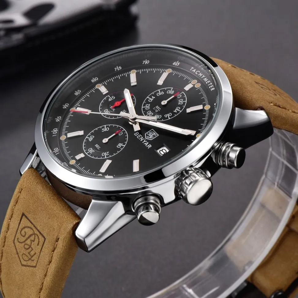 CWP Benyar Fashion Chronograph Sport Mens Watches Top Brand Luxury Quartz Watch Reloj Hombre Clock Male Hour Relogio Masculino256d