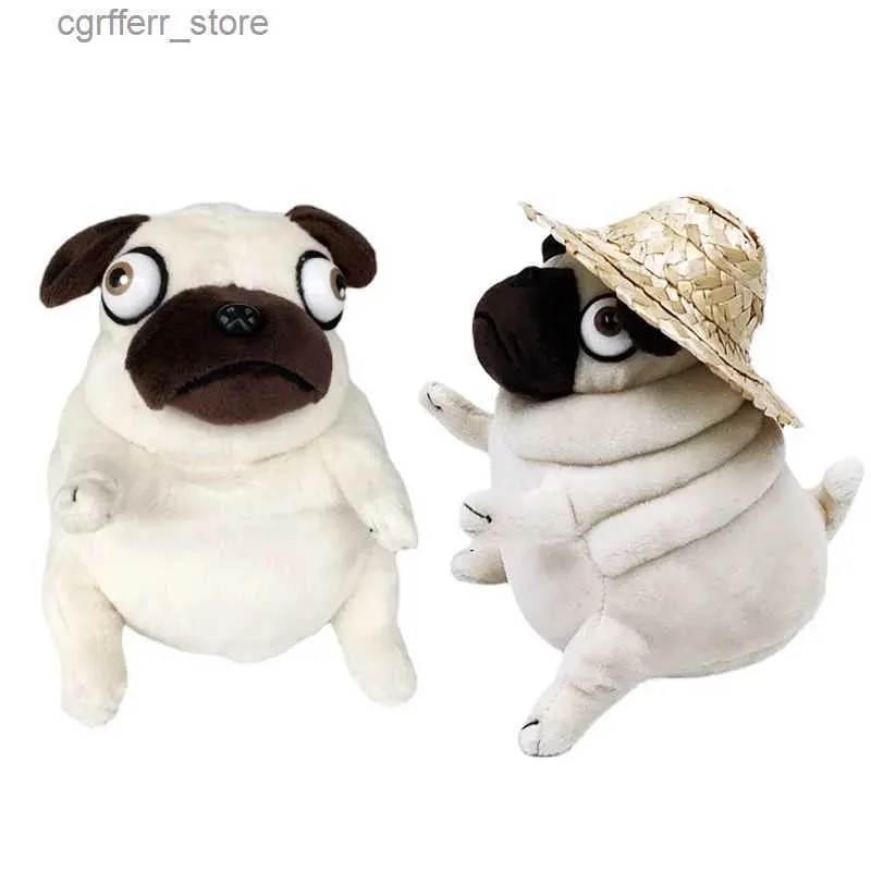 Fyllda plyschdjur 14 cm gris ELF FAT PUG PLUSH Toys Kawaii Sitting Pug Dogs Toy Stuffed Dolls For Children Children Birthday Present Dolls240327