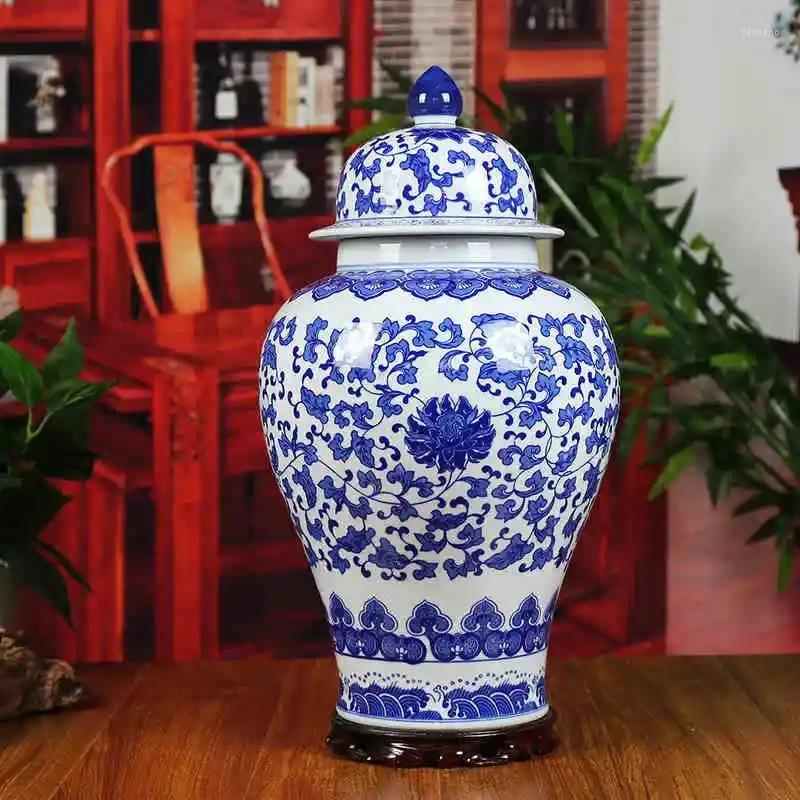 Garrafas de armazenamento reprodução chinesa cerâmica gengibre jar vaso antigo porcelana templo frascos decoração para casa claro