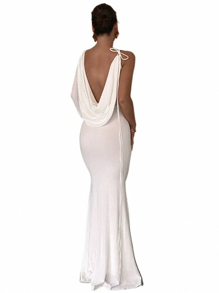 Habbris Fall Sexy Solide Asymétrique Bodyc Maxi Dres Club Tenue pour les femmes 2022 Black One Sheeve Evening Party Dr Femme 708F #