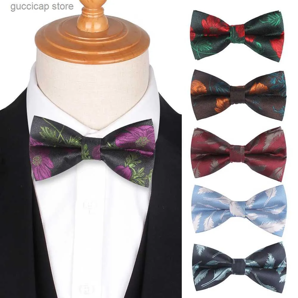 Bow Ties Floral Mens Bowtie Casual Shirts Bow Tie för män Kvinnor Flower Jacquard Bow Ties For Wedding Party Bow Knot Boys Bowties Cravats Y240329