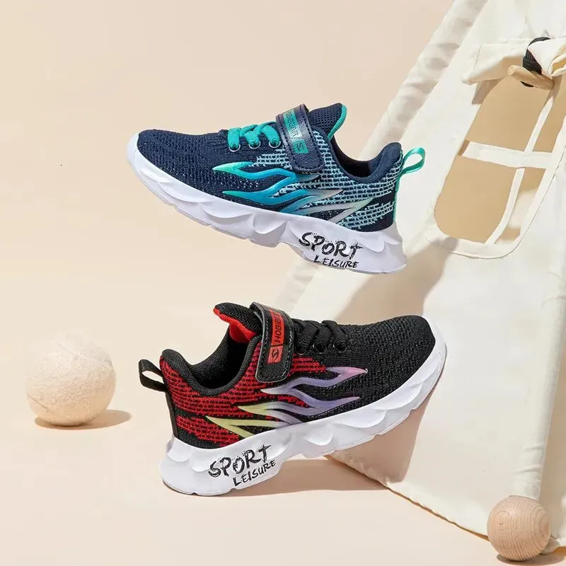 Baskets de sport pour enfants, chaussures de course respirantes, tissées, décontractées, tendance, 240321