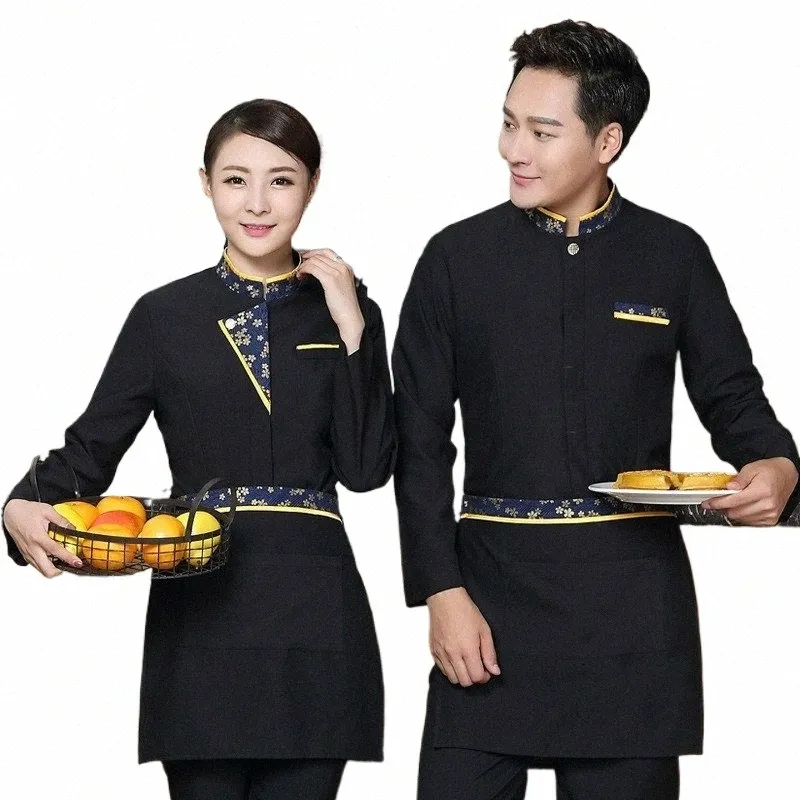 Automne Lg Sleeve Restaurant Serveur Uniforme Femme Café Service Alimentaire Salopette Café Waitr Uniforme Hot Pot Work Wear Chef H7Pc #