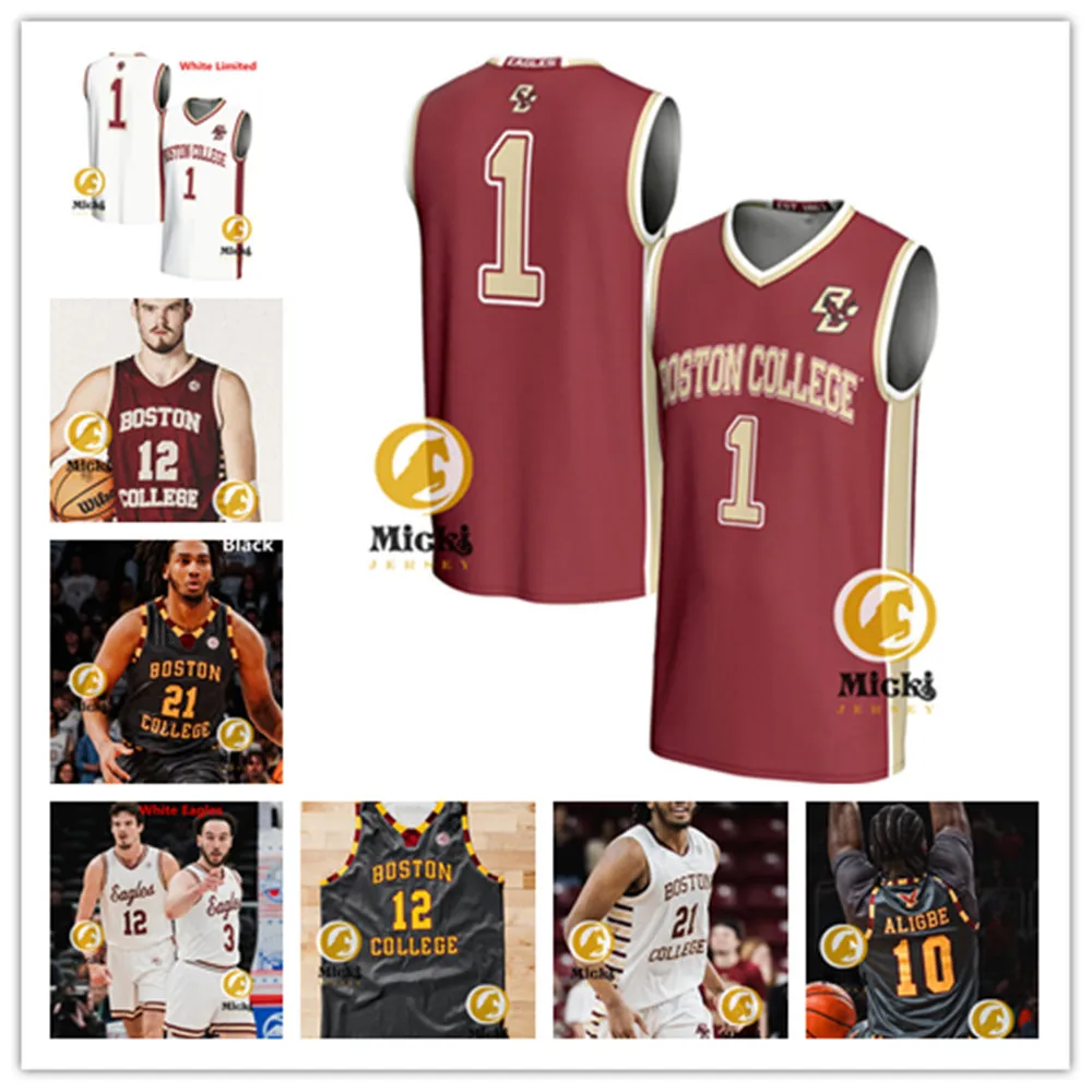 Quinten Post Boston College Eagles Basketball Jersey 00 Chas Kelley III 1 Claudell Harris Jr. 2 Armani Mighty 3 Jaeden Zackeryカスタムステッチボストンカレッジジャージー