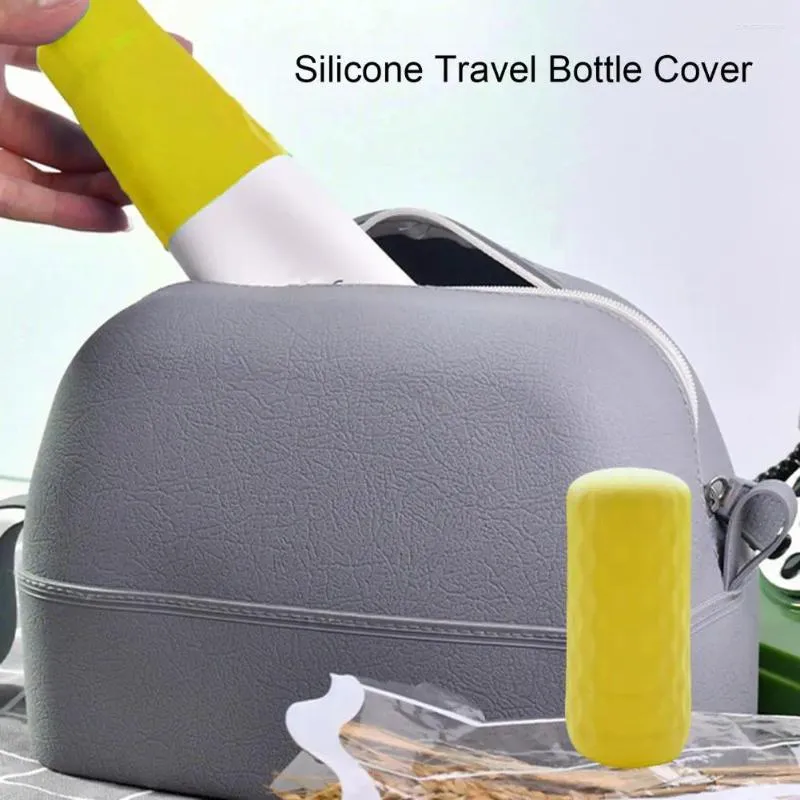 Bottiglie di stoccaggio Contenitore per articoli da toeletta Sigillo Elementi essenziali per il viaggio Copri bottiglia in silicone a prova di perdite Maniche elastiche per donna Uomo 5 pezzi Bagagli