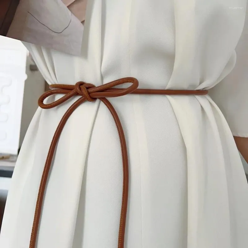 Belts Round Leather Rope Thin Belt Women Fashion Decorative Knotted Waist Skirt Coat Sweater Strap Closing