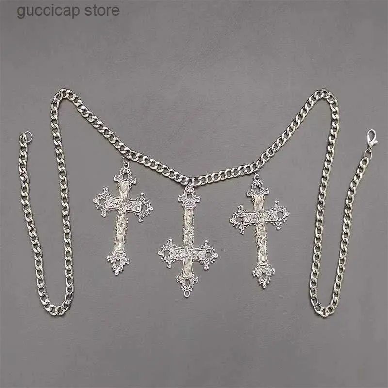 Ceintures de chaîne de taille gothique punk creux pendentif pendant lourd chain de taille ajusté y240329