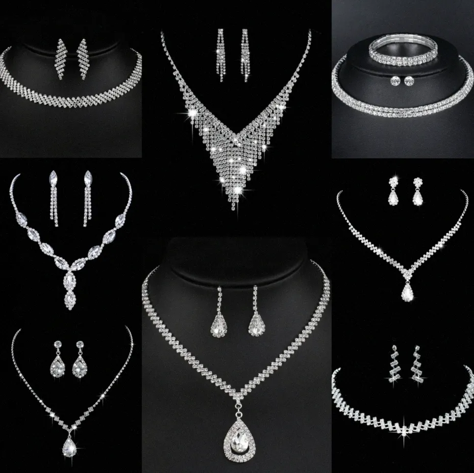 Ensemble de bijoux en diamant de laboratoire précieux, collier de mariage en argent sterling, boucles d'oreilles pour femmes, bijoux de fiançailles, cadeau M5e4 #