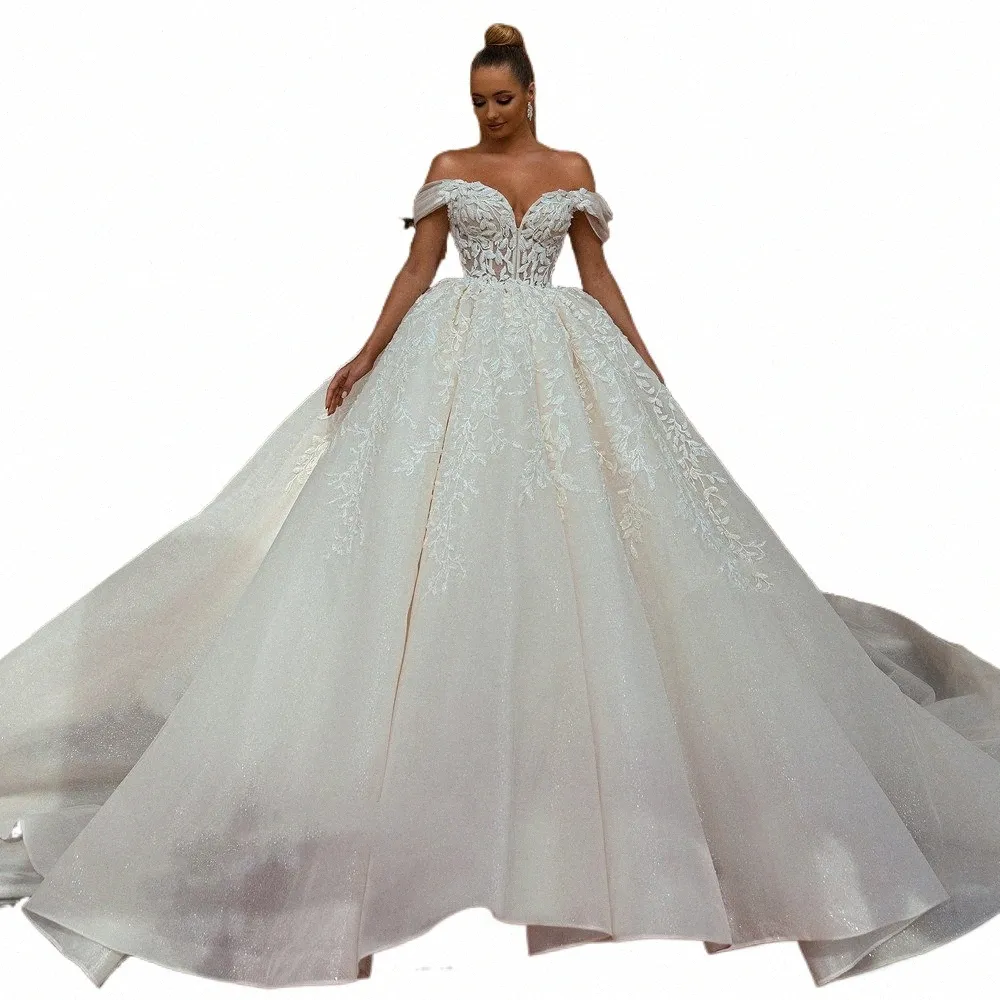 Sur Zhu Brillant Hors Épaule Mariage Dres pour femmes 2023 Chic Court Train Robe De Mariée Princ Plus Taille Robe De Novia k8Kx #