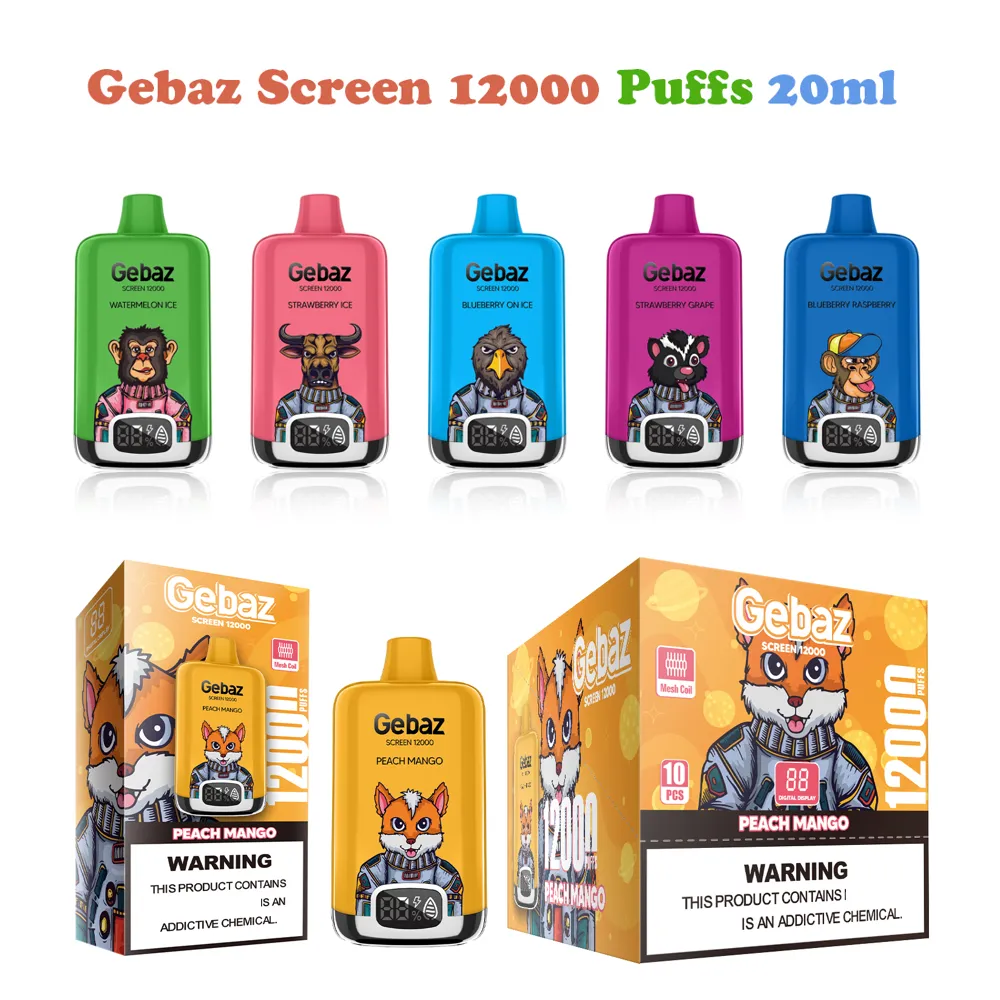 vapori usa e getta puff 12k puff 12000 puff 12k e sigarette usa e getta magazzino ue 20ml vapes vape desechable vape 12k Sigarette Elettroniche Gebaz Screen 12000