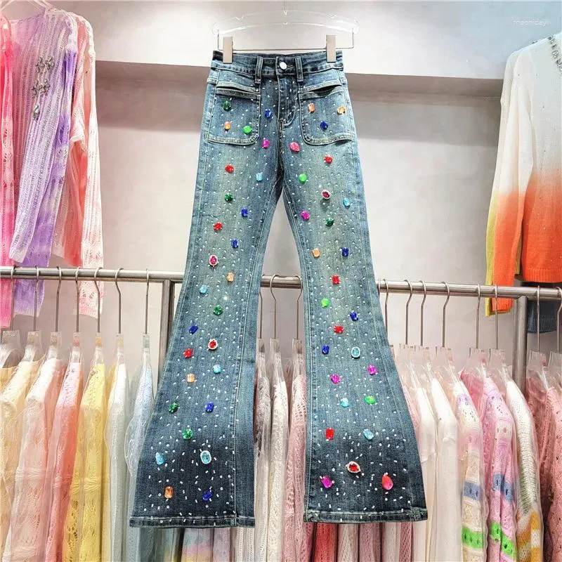 ACLENT パール デニム Pearl rhinestone jeans Kelly Pearl And Rhinestone Denim Jeans – EDGE