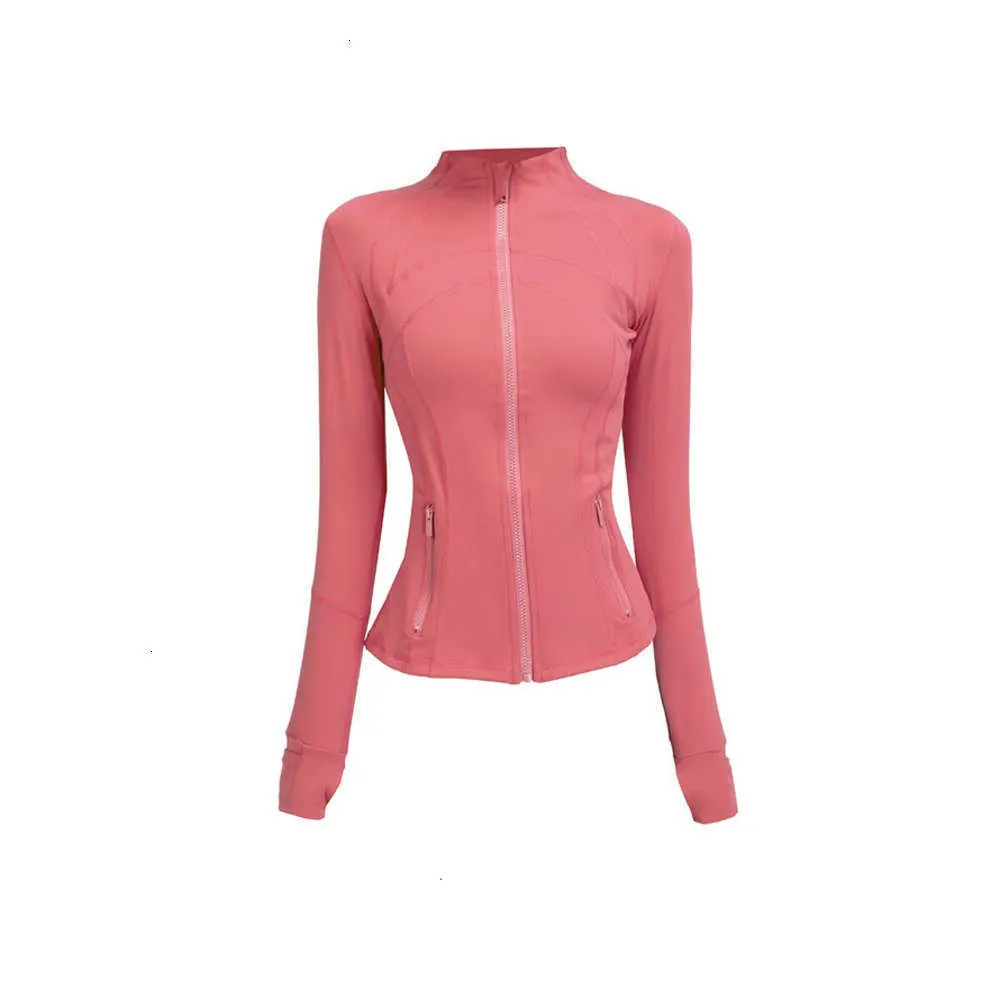 LuデザイナーはFiess Yoga Outfit Womens Slim Sports Jacket Stand Up Collar Zipper長いスリーブタイトヨガシャツジムサムアスチックコートを定義する