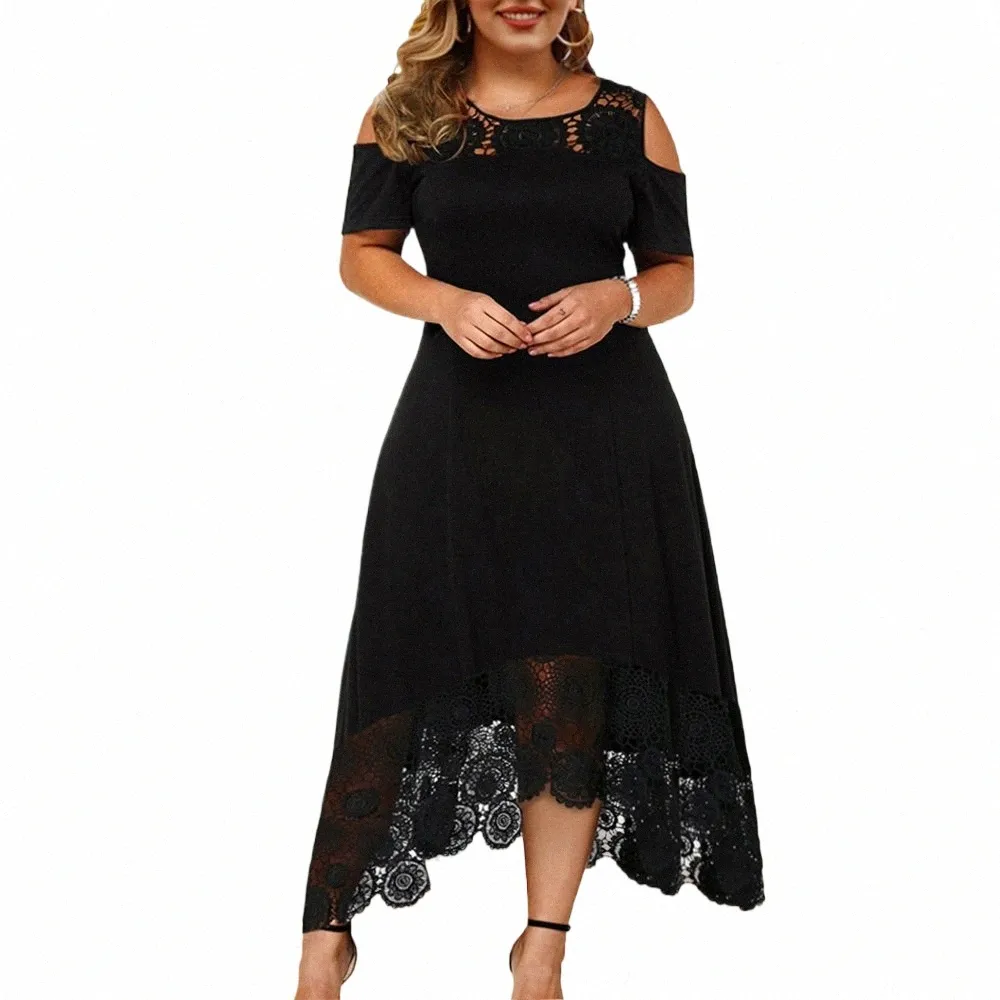 Överdimensionerad LG DR för kvinnliga kläder 2023 Summer Plus Size Elegant Vestidos Dr Female Party Black Formal Occas Dr S66Q#