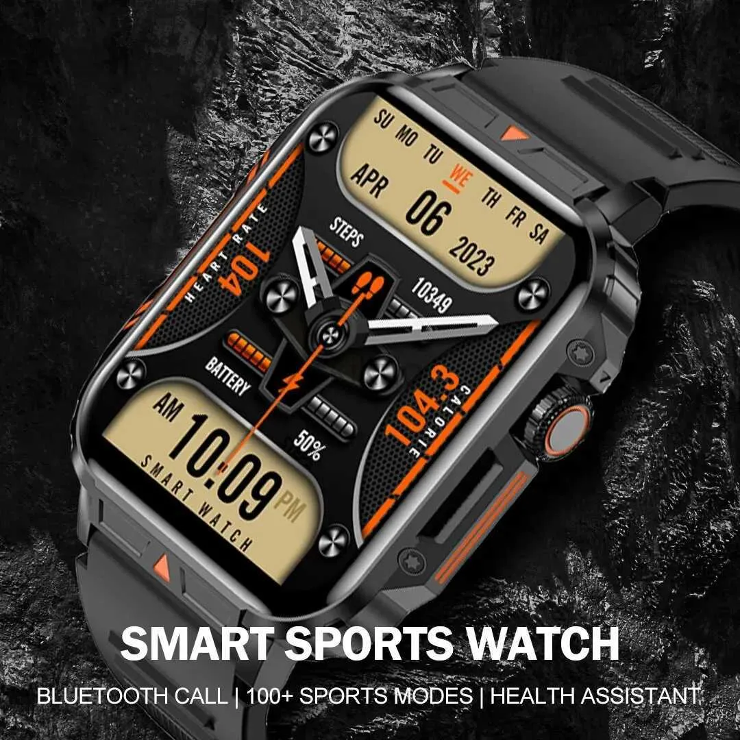 腕時計屋外スポーツスマートウォッチ1.95 HDカラースクリーンBluetoothコールスマートウォッチヘルス監視IP68防水フィットネストラッカー24329