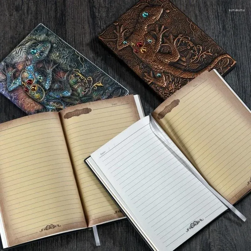 Design retrô planejador de bronze livro vintage gecko lagarto caderno material escolar escritório cultura educação kawaii