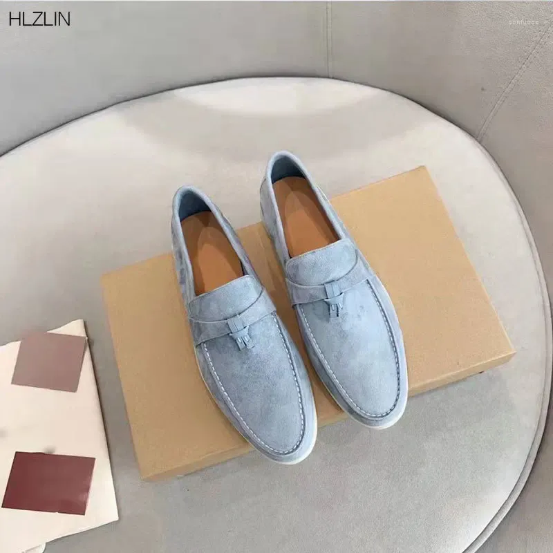 Casual Shoes 2024 Autumn And Winter Women's Fashion Calfskin Soft Buckle Loafers Women Suede Comfortable Handmade