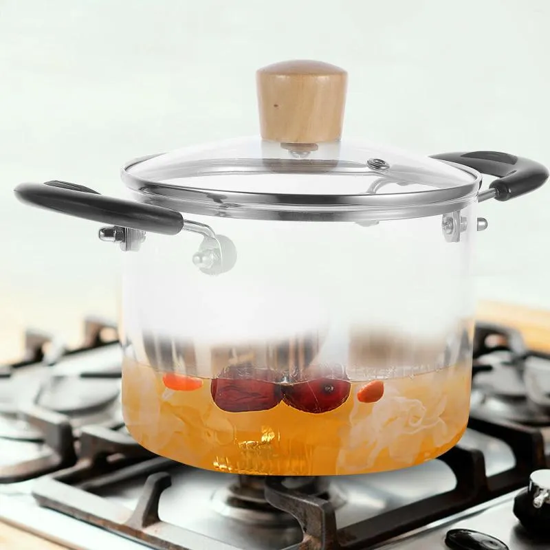 Glazen pot met dubbele ketel voor koken met deksel Melk Thuiskookgerei Kookplaat