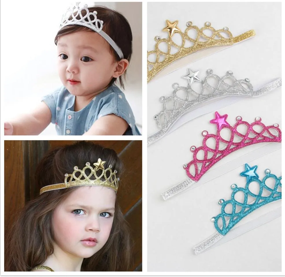 Baby Girls Headbands Sparkle Crowns Kids Grace crown Hair Accessories Tiaras Headband With Star Rhinestone 4 Colors for toddler KH7094902