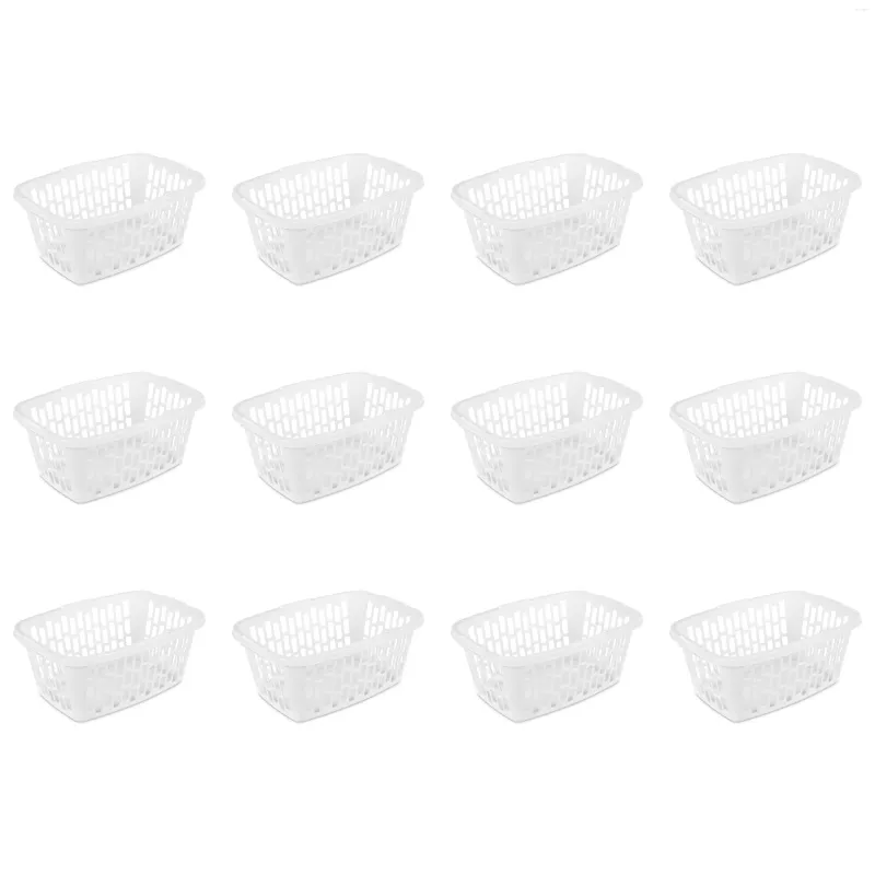 Sacs à linge Mainstays 1,5 boisseau panier en plastique rectangulaire blanc ensemble de 12