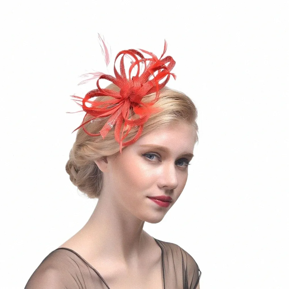 Fi Plume Headdr cheveux de mariée chapeaux accessoires Elagant dames fête chapeau de mariée pour le mariage 29Yr #