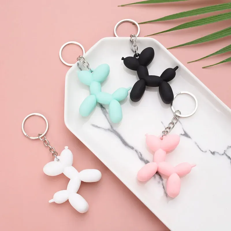 Cartoon Balloon Dog Keychain Colorful Soft Rubber PVC Lovely Keychains For Women Chain Car Key Ring Bag Pendant Jewelry