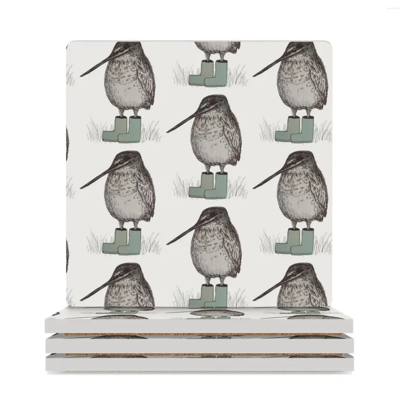 Table Mats Snipe In Silver Wellies Ceramic Coasters (Square) For Cups Set Household Utensils Kitchen Stand