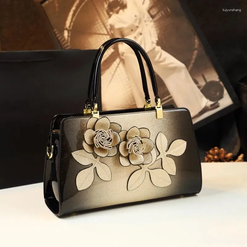 Evening Bags Genuine Leather 2024 Handmade Three-dimensional Flower Ladies Gradient Brightening Face Single Shoulder Crossbody Bag Sac Cc