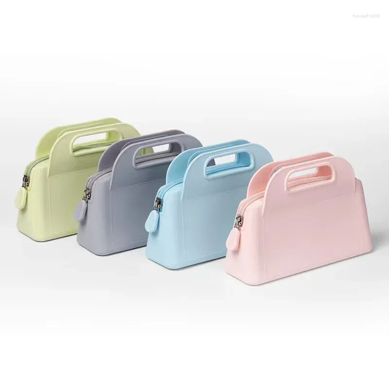 Förvaringspåsar silikon shopping tygsäck vattentät handväska bär och lagra en tvätt med dig resetillbehör toalettartiklar för kvinnor