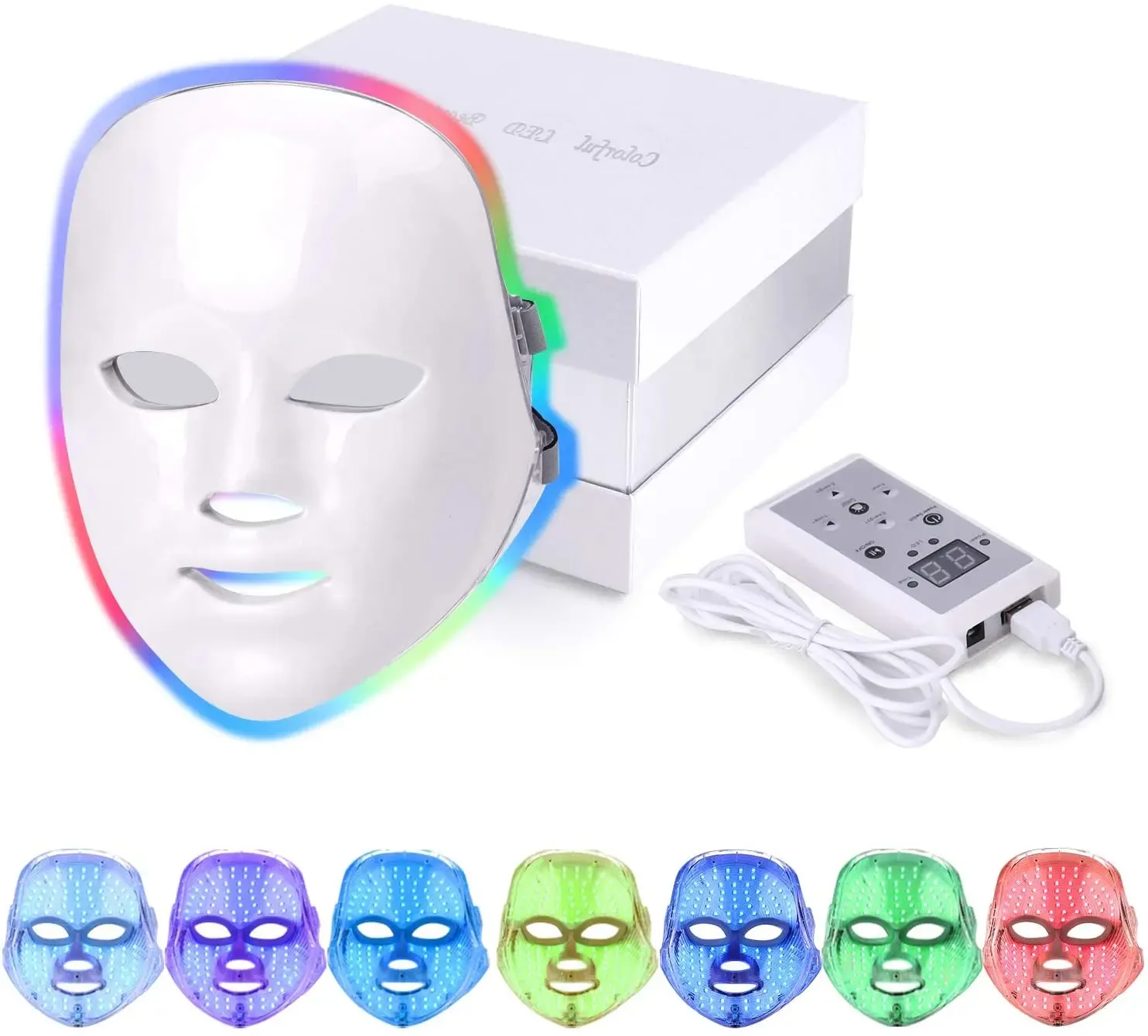 キャリアBtgirl LED Therapy Facial Mask 7 Colors Photon Facial Hine for Wrinkleにきび除去肌の若返りスポットクリーナーデバイス